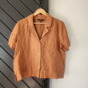 Discontinued Quince 100% European Linen Button Up Shirt - Terracotta Size Large